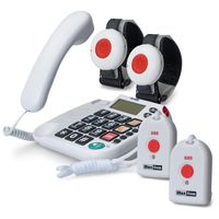 Maxcom KXTSOS: Seniorentelefon, schnurgebundenes Festnetztelefon mit 2 Armband- und 2 Umhängesender, großen Tasten, Adapterstecker