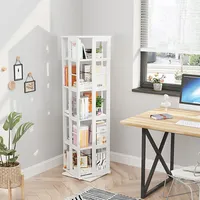 360Home 360° drehbarer Bücherregal Metallrahmen Weiß 5 Ebenen