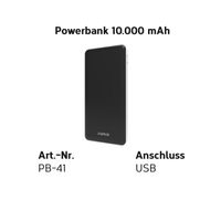 SUNIX Powerbank 10000mAh USB Externer Akku mit 2 Output USB Akkupack Externes Ladegerät kompatibel mit Handy, Tablet, Smartphone schwarz