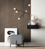 NEWROOM Tapete Braun Vliestapete Holz - Holztapete Skandi Dunkelbraun Schwarz Paneele Lamellen Holzwand Modern Lamellenwand