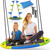 ONBEST Nestschaukel | 120 cm | bis 250kg | mit Kissen | Fahnen | 600D Oxford-Gewebe | Bunt