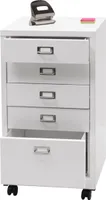 Kontener mobilny HWC-L49, szafka z szufladami stalowa szafka na dokumenty, metal 75x40x41cm 5 szuflad ~ biały