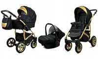 BabyLux® Gold Lux | Kočík 3v1 Bambimo | Onyx | Kombinovaný kočík | Set kočíka | Buggy + Ba