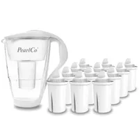 PearlCo Glas-Wasserfilter (weiß) - Jahres-Paket inkl. 12 classic Filterkartuschen