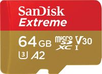 Sandisk Extreme Micro SDXC 64 GB 160 MB/S A2 C10 V30 UHS-I U3, adaptér