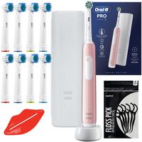 ORAL-B Pro 1 Rosa elektrische Zahnbürste + 8 Ersatzspitzen + Etui Weiß