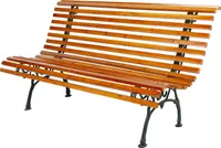 XXL Gartenbank Parkbank Massivholz Metall pulverbeschichtet Natur