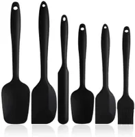 6er set Teigspatel Teigschaber Spachtel Kratzer Küche Silikon Schaber Spatel Backen Kochen Teig Butter Schwarz