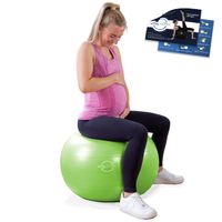 VITALWORXX Gymnastikball Ø 65 cm für Schwangere, extrem stabil, Sitzball Yogaball Pezziball mit Pumpe, mit Übungen für Schwangerschaft, Geburt,