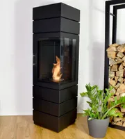 GLOW FIRE Ethanol Kamin 'Mora' | Ethanolofen in schwarz mit 6 Std. Brenndauer und 2 KW Heizleistung | HxBxT: 140 x 40 x 40 cm