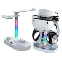 RGB Vertikaler Ladestation für PS VR2 Sense Controller, Desktop PS VR2 Headset & Wireless Controller Display Ständer Schnelles Ladeständer mit LED Anzeige & 4 magnetische Anschluss, VR Zubehör