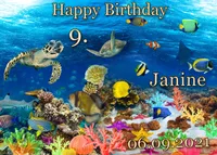 Tortenaufleger Fototorte Tortenbild Kindergeburtstag Unterwasserwelt UW01 (Zuckerpapier) DIN A5 ohne Foto