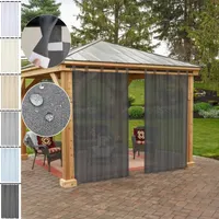 2er Set Outdoor Gardine Wasserdicht Halbtransparent, Balkon Gardine Abnehmbare Schlaufen, Außenvorhang Terrasse Pavillon Garten B132xH213cm Dunkelgrau