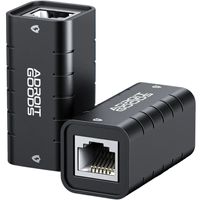 AdroitGoods RJ45 Ethernet-Verlängerung - 10 Gigabit pro Sekunde - Koppler-Internetkabel - Netzwerkstecker - Adapter für Koppler - Schwarz