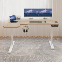 Hilodesk 150 cm psací stůl ve tvaru L, Výškově nastavitelný stolní elektrický psací stoly kreslící kancelářský stůl pro domácí kancelář, barva dub