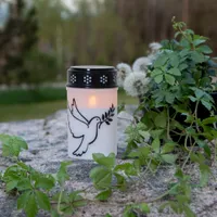 Star Trading LED Grabkerze ‚Dove‘, Timer, mit Tauben-Motiv, 12cm