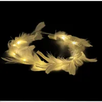 LED Haarreif Feder mit weißen Federn für Hochzeit Stirnband Party Dekoration Karneval Junggesellinnen Abschied Ostern Haarschmuck