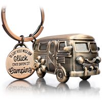 LANOLU Schlüsselanhänger Wohnwagen Geschenk, Wohnmobil Geschenk für das Camping und für Camper, 3D Anhänger- Wohnwagen Zubehör Metall
