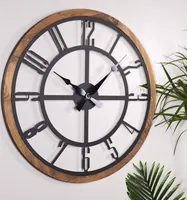 Opviq, Bunella - Black, Dekorative Metall-Wanduhr, Schwarz, 80 x 80 cm