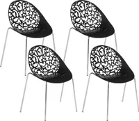 BELIANI Stuhl 4er Set Schwarz Kunststoff Metallbeine Rückenlehne Retro/Modern