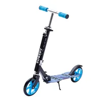AREBOS Tretroller Scooter, Cityroller, Kinderroller, XXL Räder, Tragegurt, rutschfeste Trittfläche, Höhenverstellbar, Tritt-Bremse ,max. 100 kg, Blau