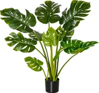 HOMCOM sztuczne rośliny 110 cm sztuczna monstera sztuczna roślina domowa roślina dekoracyjna roślina biurowa plastikowa doniczka do wnętrz i na zewnątrz