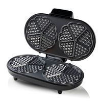 Bestron Doppel-Waffeleisen für klassische Herzwaffeln, Waffelmaker mit Backampel & Antihaftbeschichtung, 1.200 Watt, Farbe: Silber