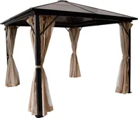 DEGAMO Pavillon Gartenpavillon MONTREAL 3x3 Meter, Aluminium schwarz, Dach aus PC-Kunststoff