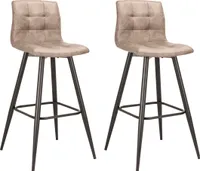 byLIVING Barhocker Simone 2er-Set, Metall schwarz, vintage Stoff braun