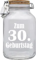 Spardose Geld Geschenk Ideen 30. Geburtstag Transparent Größe XXL 3 Liter