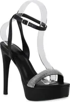 VAN HILL Damen Plateau Sandaletten Stiletto Party Strass Plateau-Schuhe 840042, Farbe: Schwarz, Größe: 39