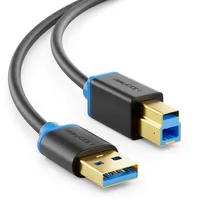 deleyCON 1m USB 3.0 Super Speed Kabel USB A-Stecker zu USB B-Stecker Datenkabel bis zu 5 Gbit/s für z.B. Drucker Scanner Multifunktionsdruckern Schwarz