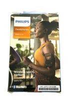 Philips TAA3206BK/00 Kabelloser Sportkopfhörer, In-Ear-Laufkopfhörer für Erwachsene, Staubabweisend, Wasserdicht, Bluetooth, 10 Stunden Spielzeit, Flügel-Ohrstöpsel, Eingebautes Mikrofon,