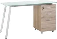BELIANI Schreibtisch Weiß mit Braun 130 x 60 cm mit Büroschrank in modernem Design