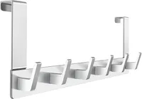 Türhaken,Türgarderobe zum Einhängen mit 6 Haken, ohne Bohren, Rostfrei,Hakenleiste Bad, Kleiderhaken Tür, für Flur, Bad, Küche, Tür, Handtuchhaken Tür
