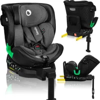 Lionelo Kindersitze Harmony i-Size, 360° EasyTurn Basis, ISOFIX und Stützfuß, BuckleAlarm, Side Impact Guard, Verstellbare Kopfstütze und Rückenlehne - Dunkelgrau