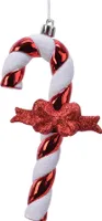 Christbaumschmuck Kunststoff Zuckerstange mit Schleife 13cm rot / weiß