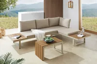 riess-ambiente Wetterfestes Gartenmöbel Set IBIZA MODULAR LOUNGE 250cm champagner greige Aluminium Loungeset Gartenset Gartenmöbel Balkonset