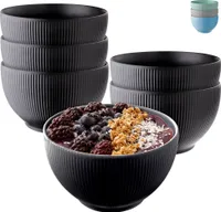Praknu Müslischalen 6er Set - Keramik Schwarz Matt - Große Müsli Schüssel - Mikrowellen- & Spülmaschinenfest - 700ml Suppenschalen (Schwarz)