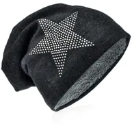 Strick Beanie Strass Stern Anthrazit