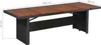vidaXL Gartentisch 240x90x74 cm Poly Rattan und Massivholz Akazie
