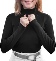 Damen Rollkragen Bluse Shirt Pullover langarm Tai-Pan 100% Baumwolle, Schwarz, M
