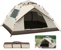Campingzelt für 3 Personen, Kuppelzelt, Pop Up Zelt, Wasserdicht und UV-Schutz, Beige