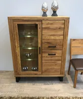 Vitrine Tina Highboard in Wildeiche geölt Teilmassiv Breite 110cm Höhe 140cm