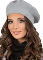 Vivisence Elegante Damen Baskenmütze - Warme und Gemütliche Mütze Damen Stilvolle Wintermütze für Frauen - Strickmützen herbst Barett - Hellgrau