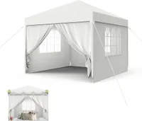 UISEBRT 3x3m Partyzelt Pavillon Wasserdicht Stabil Gartenpavillon Anti-UV mit Seitenteilen und großen Fenstern Gartenzelt Festzelt für Garten Party Weiß