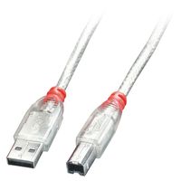 Lindy USB 2.0 Kabel Typ A/B transparent M/M 2m