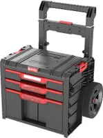 Qbrick System PRO Cart 2.0 Plus Drawer 3 mobile Box auf Rädern 520 x 415 x 660 mm 12 l 2x 4,5 l abnehmbarer Doppelteleskopgriff