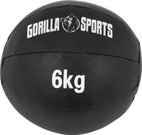 GORILLA SPORTS® Medizinball - 6kg Gewichte, 29cm, aus Leder, Schwarz - Trainingsball, Fitnessball, Gewichtsball, Slam Ball