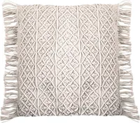 Kissen - Creme - Baumwolle - 90 x 90 cm - mit Fransen